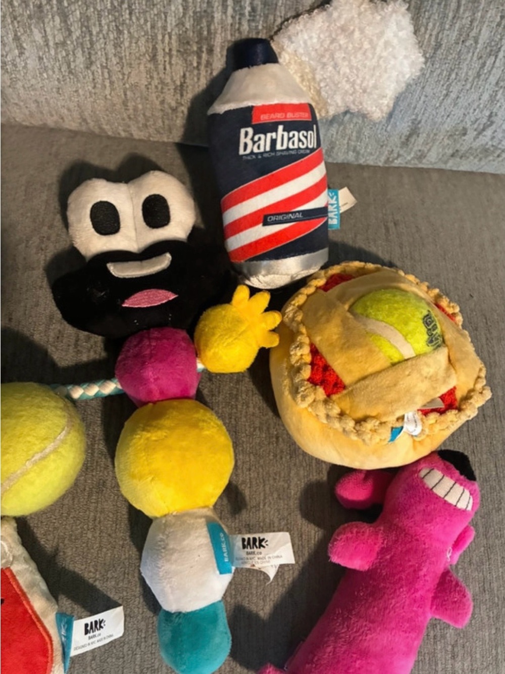 Ark & Co Multi-Color Plush Toy Pack with Barbasol Bottle and Tennis Bite